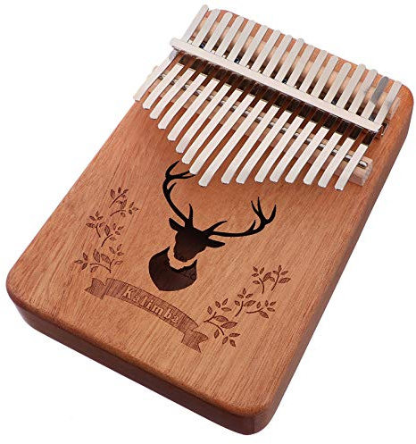 VINTORKY 17 Tasten Kalimba Fingerklavier Aus Massivem Holz Für Anfänger Afrikanisches Musikinstrument Mit 2 Schalllöchern Und Tragetasche