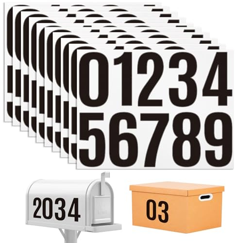 10 Blatt Zahlen Aufkleber,10 cm Mailbox Nummern Aufkleber,Wetterfest Klebezahlen, 0-9 Vinyl Sticker Zahlen,100 Stück Nummernaufkleber für Briefkasten Hausnummer Postkasten Schilder (Schwarz)