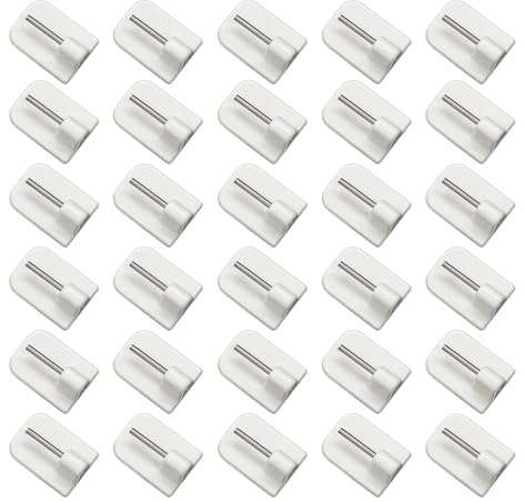 XIYING 30 Pcs Self Adhesive Curtain Hooks for Net, Net Adhesive Stick on Curtain Rod Holder Wire and Hooks for Bathroom Bedroom Kitchen (White,Square)