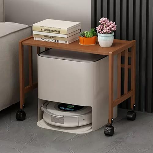 Robot Vacuum Storage Shelf, Adjustable Wood Display Rack for Smart Sweeper Organization and Space Saving