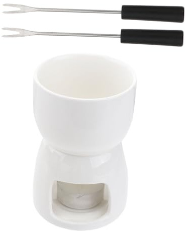 ZUNOXAZ Fondue de Cerámica con Tenedores y Vela Premium Olla para Fundir Chocolate y Queso para Reuniones y Cocina DIY Material Duradero y Seguro Color Aleatorio Color Aleatorio
