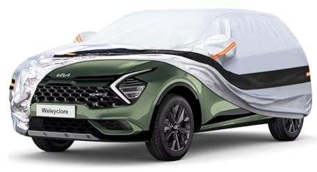 Weleyclore Car Covers for Outside Storage Custom Fit For Kia Sportage SUV, Outdoor Car Cover 100% Waterproof Breathable Sun Rain Dust UV Protection With Cotton. Silver