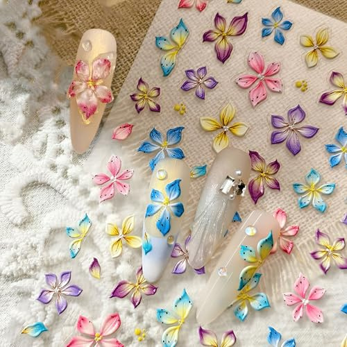 5D geprägte Blume Nagelaufkleber Selbstklebend Nagelsticker Blumen Sticker Nägel Zubehör Flower Nail Sticker Aesthetic Nagel Stickers Nageldesign Blumenaufkleber Nail Art Stickers Nailart aufkleber