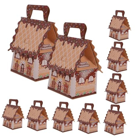 TOPPERFUN Lebkuchenhaus Geschenkbox Aus Karton Mit Griff Kleine Weihnachtsbonbonbox Für Partys Tragbare Keksdose Als Weihnachtdeko