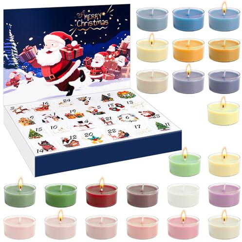 Calendario de Adviento con velas perfumadas 2025 Juego de Regalos de Velas Perfumadas con 24 velas perfumadas diferentes, regalos de calendario de Navidad para mamá, hermana, novia