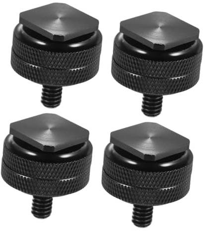 Flash de Aleación de Aluminio 1/4 Pulgadas, 4 Piezas | Doble Tornillo, Zócalo Integrado, para Cable Ttl y Disparador Inalámbrico, Negro, Montaje Seguro