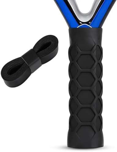 flintronic Padel Base Grip Griffe + Griffband Tennisschläger Satz, Stoßdämpfendes Griffband, Padel Zubehör, Schwarz