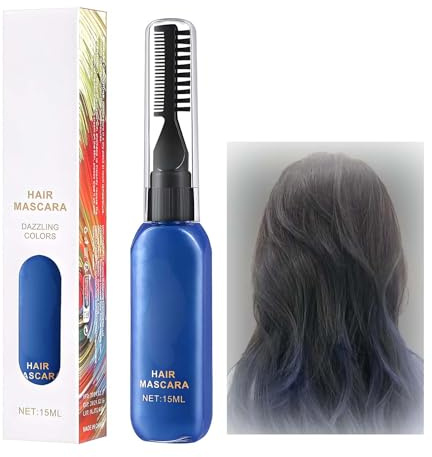 Blue Hair Mascara – Temporary Washable Hair Dye Color Cream for Women & Girls, Quick-Drying Non-Sticky Paint Stick, Cosplay & Halloween Look 15ml