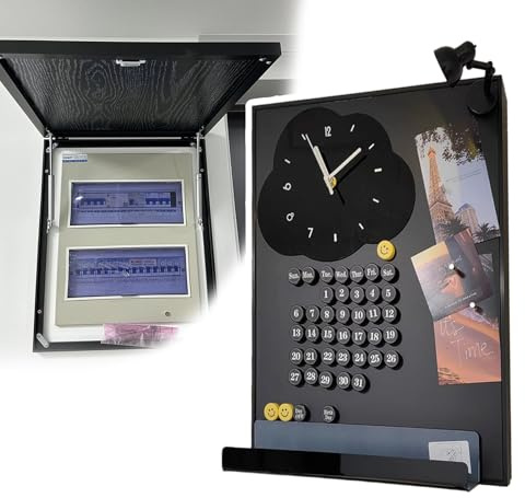 Vibeo Cache Compteur Electrique Cache-Tableau Électrique Dissimulé avec Horloge, Cache-boîte à Fusibles Décoratif 45 50 55 60 70 80 cm, Cache-Tableau de Distribution Rabattable(16x22in/40x55cm)