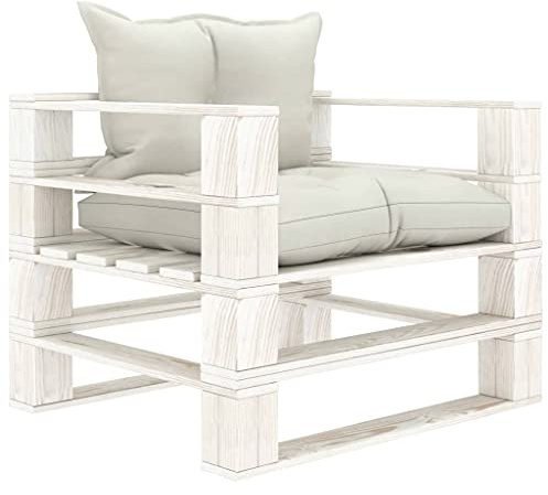 QZZCED Gartensofa aus Paletten aus Kiefernholz mit gepolsterten Kissen, wetterfestes Outdoor-Möbel für Terrasse oder Wohnzimmer, rustikales Design und einfache Montage