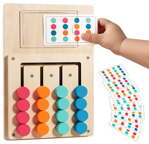 MFUSUL Gioco di memoria per malati di demenza, gioco di carte in legno con 12 pietre colorate, facile abbinamento per anziani con Alzheimer, disabilità visiva