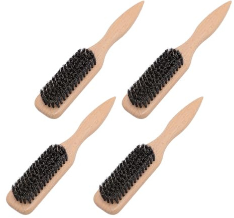 FILFEEL 4-teiliges ergonomisches Bartbürsten-Set aus Holz für Männer – Schnurrbart- & Gesichtshaarpflege, Barbershop-Styling mit natürlichem Holzgriff