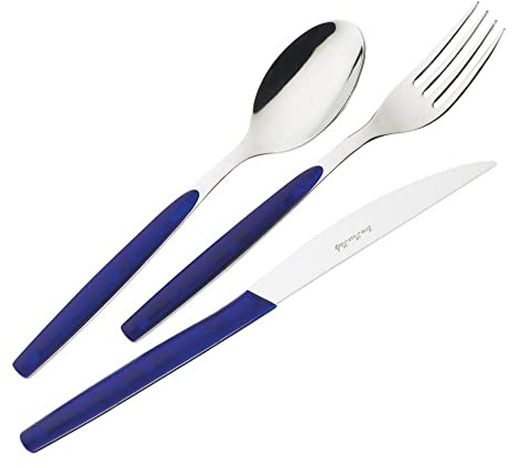 EME Posateria Made In Italy - Servizio 24 Posate Tavola Dream 6 Persone Acciaio 18/C Colorate Colori Vivi, Colore Manico: Blu 35