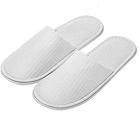 AhfuLife Echoapple Waffle Closed Toe White Slippers Men and Women(4/5 UK, White-5 Pairs)