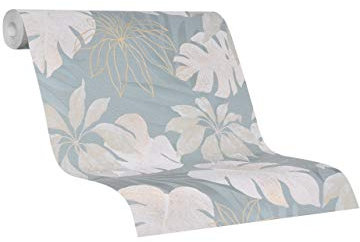 marburg Tapete Grau Beige Natur Floral Blätter Pflanze Blatt Dschungel für Schlafzimmer Wohnzimmer oder Küche Made in Germany 10,05 x 0,53m Avalon 31601