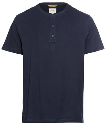 Camel Active Maglietta da Uomo Henley a Maniche Corte con Bottoni, Blu Scuro, L