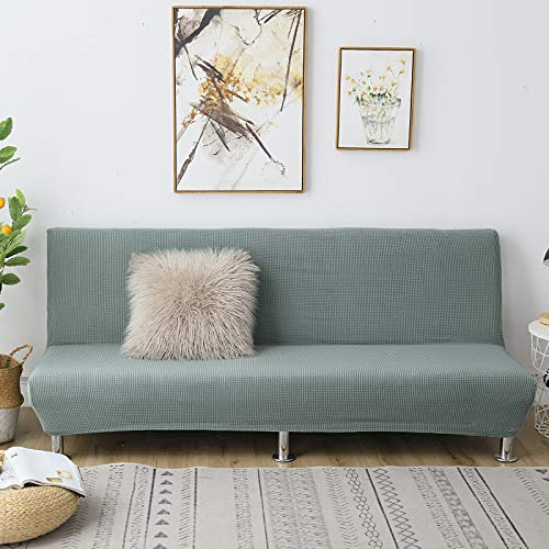 C/N Sofabezug ohne armlehnen Stretch Armlose Sofabezüge Sofahusse Ohne Armlehne 3 sitzer Schlafsofa bezug sofaüberwurf Klappschlafsofa bezug elastisch Matcha grün