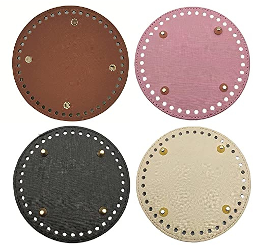 4 Stück Taschenboden Häkeln Baseshaper, Taschenboden Kunstleder, Einlegeboden Boden Tasche, PU Leder Stricken Taschenboden, für DIY Craft Handtasche Umhängetaschen Zubehör (4 Farben)