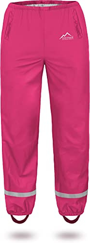 normani Kinder-Regenhose 2-Wege-Stretch Überziehhose Unisex für Jungen und Mädchen ungefüttert - Wasserdicht (Wassersäule: 5000 mm, Winddicht und Atmungsaktiv Fuchsia 158-164