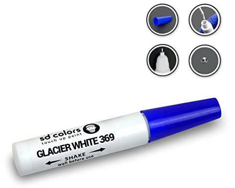 SD COLORS Kit di riparazione con penna per ritocchi, per graffi e scheggiature, 12 ml, codice colore 369, bianco ghiaccio (solo vernice)
