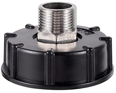 FOGWOWO IBC S60X6 adattatore per serbatoio dell'acqua filettatura grossa con raccordo per tubo flessibile raccordi per beccuccio valvola in acciaio inossidabile (3/4 Filo esterno)