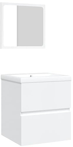 vidaXL Armario de Lavabo con lavamanos y Espejo Blanco