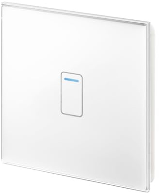 Retrotouch Crystal Touch Switch | LED Light Indicator | 1 Gang 1 Way 300W | Stylish White Glass Finish | Screwless Front | 35mm Back Box No-Neutral Required | Luxury Home & Bathroom Light Switches
