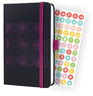 SIGEL J4212 Wochenkalender Jolie 2024, ca. A6, schwarz, pink, Hardcover, Gummiband, Stiftschlaufe, Einstecktasche, 174 S., aus nachhaltigem Papier, Terminplaner