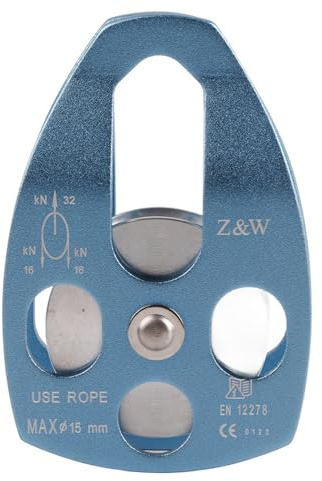Keenso Klettern Umlenkrolle, Outdoor Klettern 32KN Rettungs Umlenkrolle Einzelscheibe mit Schwenkplatte (blau (Kupferhülse))