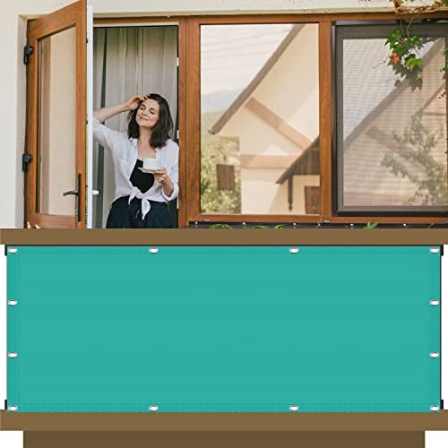 Balkon Sichtschutz Seitenmarkise 115 x 950 cm mit Ösen Nylon Kabelbinder und Kordel Sonnentuch PB2 PES 100% Polyester für Seite den Balkon Garten Terrasse, Himmelblau