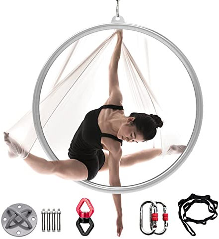 Aerial Hoop Ring Indoor Outdoor Yoga Luftreifen, 80/85/90/95/100cm Erwachsene Lyra Hoop Luftring Set, Einzelpunkt-Yoga-Reifen Gymnastik Akrobatische Gewichtsabnahme ( Size : Diameter-95cm(37 3/8) )