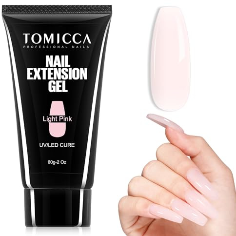 TOMICCA 60g Acrylgel Für Nägel Light Pink Quick Extender Gel Polygel Starter Set, Aufbaugel Für Gelnägel Lang Anhaltend & Natürlicher Look Für Anfänger & Salon-Profis
