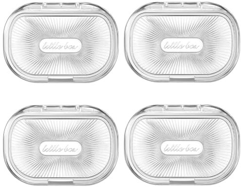 Desikixudy Caja para gomas para el pelo de 4 piezas con para cuentas blancas, pequeño portátil de viaje, porta bastones de algodón y dispensador para hilo dental con tapa.