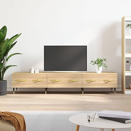 THOYTOUI TV-Schrank, TV Regal TV Aufsatz Sideboard TV Tisch Mit Stauraum Geeignet für Hotel Küche Büro Sonoma-Eiche 150 x 36 x 30 cm Holzwerkstoff