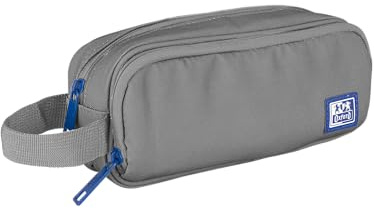 Oxford B-Smart Federmäppchen, 3 Fächer, elastisches Gummi, recyceltes Material, RPET, Grau