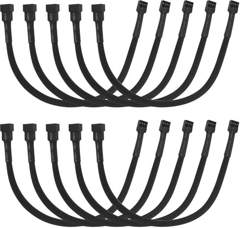 LANMINGLEL 10-Pack PWM 4 Pin Fan Extension Cable 12 inch PC Fan Power Extension Cable Male to Female 4-Pin PWM Fan Splitter Cable for PWM Fan Computer ATX Case(1 to 1)