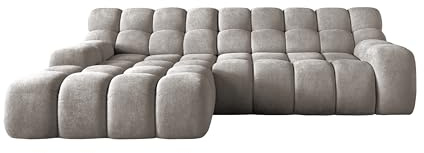 DomiMeble DomoHome- Campile Big Ecksofa mit Schlaffunktion Sofa Modern Couch Eckcouch Wohnzimmer Möbel Ausfahrbarer Sitz Sofa L Form, Links Size: 85x288x119 cm Stoff: Eden 7 Farbe: Grau