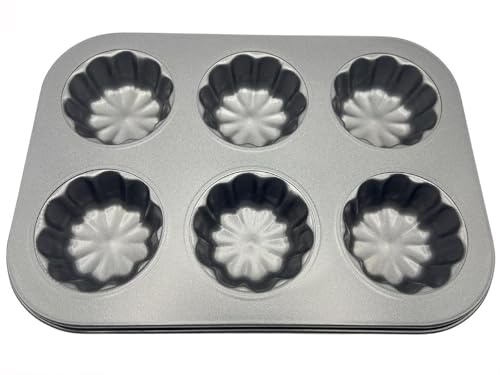 HOCHSTE 12 Cup Non-Stick Muffin Tin - Strong Carbon Steel Baking Tray With Deep Cups for Oven, Perfect for Cupcakes, Tarts, Mince Pies - Grey 088 6 Cup