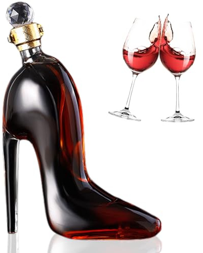 Muzrunq 350ml High-Heeled Shoe Wine Decanter Set Transparent Sealing Wine Accessory for Bars, Night Clubs, Hotels