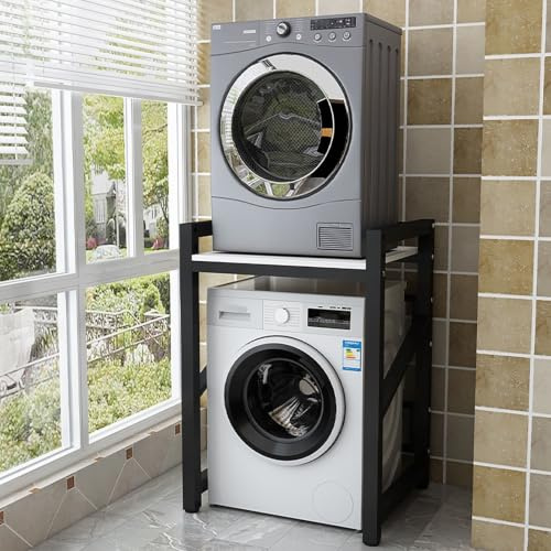 Altura Ajustable Mueble Lavadora Y Secadora Vertical Exterior,Armario De Lavadora De Tambor,Armario Lavadora Secadora,Estantería Lavadora,Kit De Apilamiento Para Lavadora,Para Entrada, Lavandería(Blac