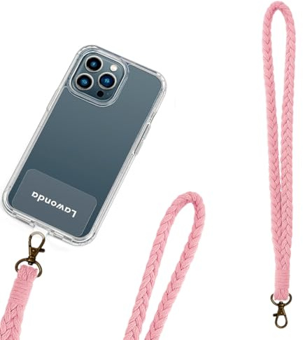 PYEUIFT Schlüsselband Lang, Weberei Schlüsselbänder Umhängeband, Personalisiert Geflochtenes Schlüsselband mit Karabiner, Lanyard Schlüsselkette für Arbeitsausweise Türschlüssel (Rosa)