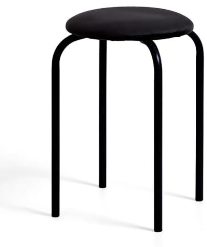 HMIR Velvet Stacking Stool With Metal Legs, Round Stacking Stool, Non-Slip Kitchen Stool, Flexible Seating Breakfast Dining Chairs for Home, Kitchen, Office & Classroom (Black)