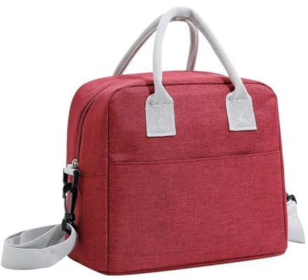 Borsa Da Pranzo 2 pezzi portatile pranzo al sacco borsa frigo borsa da picnic borsa termica scatola di tela termica contenitore for alimenti uomini donne bambini pranzo al sacco da viaggio(Red)
