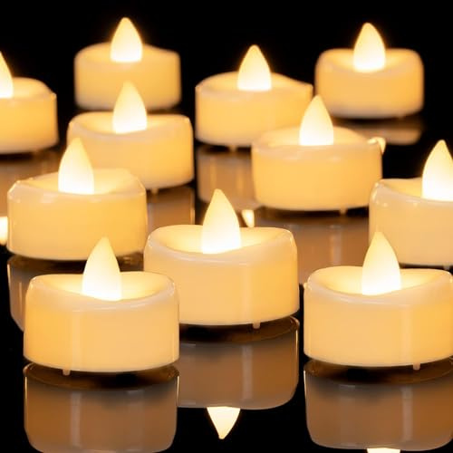 AMAGIC 24 Stück LED-Kerzen mit Timer, Teelichter Kerzen batteriebetrieben, flammenlose Kerzen mit 6 Stunden Timer Auto für Weihnachten Hochzeit Dekor Warmweißen