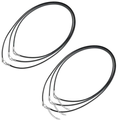 YOGAZEN 6 Stück Lederband für Kette, Lederband Halskette, Armband Lederkette Herren, Lederkette mit Verschluss, 2 mm Kunstleder mit Verschluss