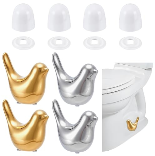 NBEADS 8 Pcs Cache Boulons de Toilettes, 4 Pcs Cache Vis Décoratif en Forme D'Oiseau et 4 Pcs Cache Vis Ronds pour Toilettes pour la Décoration de la Salle de Bain