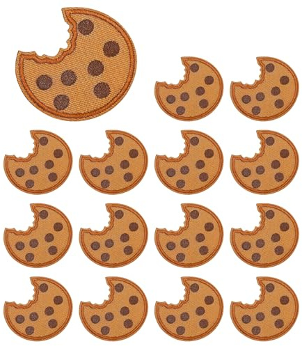 15 Stück Keks Aufnäher Zum Aufbügeln Karneval Cookie Patches Bestickter Stoffaufkleber Lustige Stickerei Etikett DIY Dekorativer Keksaufnäher für Kleidung Hüte Hemden Jacken Jeans Rucksäcke