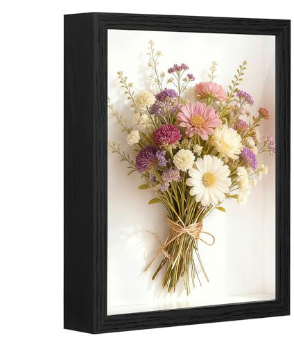 3D Bilderrahmen zum Befüllen 30 x 40 cm Bilderrahmen Tief 3D Objektrahmen Hölzern bis 3cm, Tiefer Bilderrahmen zum Befüllen für Objekte, Blumen, Hochzeitsgeschenk oder (Schwarz)