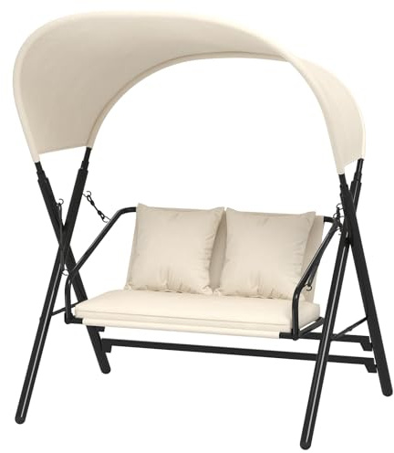 YODOLLA 2 Seater Outdoor Garden Swing with Canopy, 272KG Heavy Duty Metal Frame Patio Swing Chair, Thick Waterproof Cushions & Pillows, Self-Assembly for Garden Yard Balcony Poolside