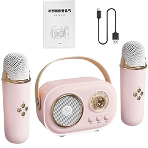 Juego de micrófono y Altavoz de Karaoke para niños, pequeño Altavoz de | Karaoke - Micrófonos de inalámbricos para Adultos | Micrófonos para Cantar portátiles con Cable de Carga Entretenimiento